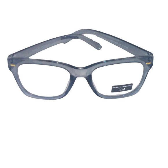 MARILYN MONROE WOMEN'S READING GLASSES +2.00 - SMOKEY GRAY RECTANGLE FRAME - Picture 1 of 3